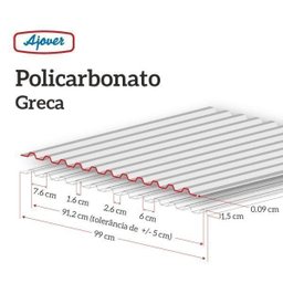 Telha Policarbonato 244cm x 99cm Grega Ajover - 2