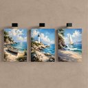 Ver imagem 2 de Kit 3 Quadro Decorativo Farol Veleiro Mar Praia Barco Casa Qualidade Premium Moderno 28x20cm