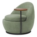 Ver imagem 1 de Poltrona Orgânica Kaira com Mesa Lateral Esquerda Base Fixa Preto Bouclé Verde Claro - Nexta Casa