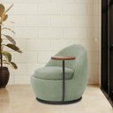 Ver imagem 2 de Poltrona Orgânica Kaira com Mesa Lateral Esquerda Base Fixa Preto Bouclé Verde Claro - Nexta Casa