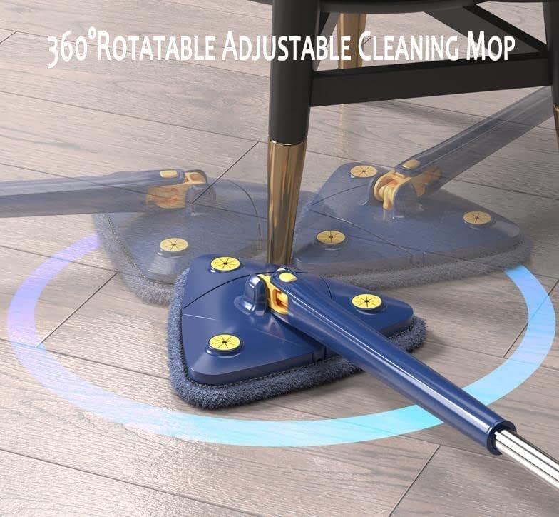Mop Triângulo - Mop de limpeza ajustável giratório de 360 graus Esfregona de limpeza de pó de microf - 2