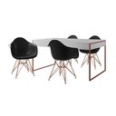 Ver imagem 6 de Mesa Jantar Industrial Branca 137X90Cm Com 4 Poltronas Pretas Base Cobre Cor: Branco