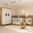 Ver imagem 1 de Quarto de Bebê Completo com Berço Americano 3 em 1 e Colchão Incluso Flor Multimóveis MP4931