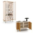 Ver imagem 6 de Conjunto 1 Cristaleira e 1 Buffet Decorativo Texas/bambino Off White/cinamomo G26 - Gran Belo
