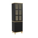 Ver imagem 1 de Cristaleira Rústica 2 Portas 1 Gaveta MDF 65cm Joy Yescasa Preto