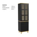 Ver imagem 3 de Cristaleira Rústica 2 Portas 1 Gaveta MDF 65cm Joy Yescasa Preto