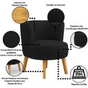 Ver imagem 3 de Poltrona Estofada Tecido Boucle Confortavel para Sala de Espera Pés de Madeira Resistente Elegante