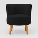 Ver imagem 4 de Poltrona Estofada Tecido Boucle Confortavel para Sala de Espera Pés de Madeira Resistente Elegante