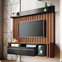 Ver imagem 2 de Painel Tv 55 Pol 160cm Bancada Suspensa Elza H01 Off/castanho - Mpozenato