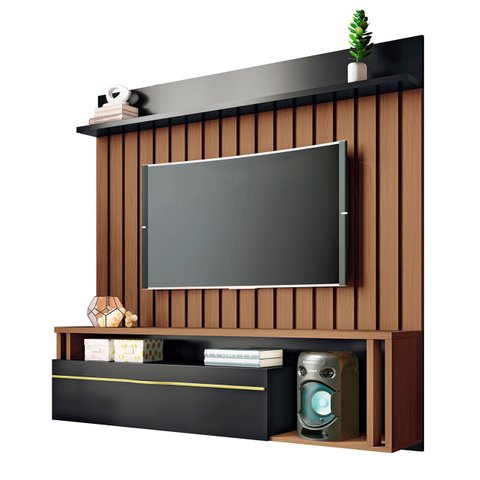 Painel Tv 55 Pol 160cm Bancada Suspensa Elza H01 Off/castanho - Mpozenato