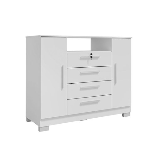 Cômoda 2 Portas 4 Gavetas 1,20x0,98 Bath - Branco Tx - Édecasamóveis