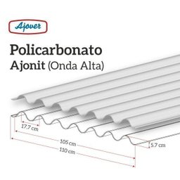 Telha Policarbonato 183cm x 110cm Onda Alta Ajover - 5