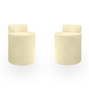 Kit Puff Banqueta Alto Confortável Reforçado Minimalista Roma Suede