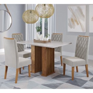 Conjunto Sala de Jantar Santorini Mesa 120x80cm com 4 Cadeiras Iza Mel/blonde/pastel - Casa Giulia