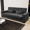 Ver imagem 2 de Sofá Cama Decorativo 210cm Beesley Suede Preto - Gran Belo