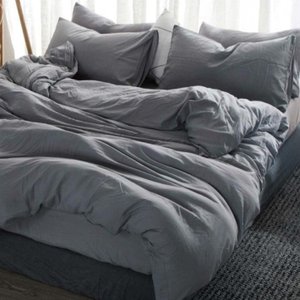 Jogo de Cama Cinza Casal Queen 4 Peças com Edredom 260x260cm