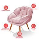 Ver imagem 5 de Poltrona Amamentação Lívia Veludo Rosa Pés Palito Castanho