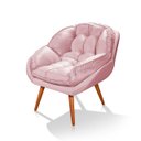 Ver imagem 2 de Poltrona Amamentação Lívia Veludo Rosa Pés Palito Castanho