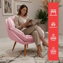Ver imagem 3 de Poltrona Amamentação Lívia Veludo Rosa Pés Palito Castanho