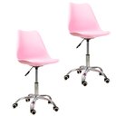 Ver imagem 2 de Kit 2 Cadeiras Office Base Cromada com Rodizio Giratória Saarinen Rosa + E-book
