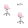Kit 2 Cadeiras Office Base Cromada com Rodizio Giratória Saarinen Rosa + E-book - 1