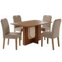 Ver imagem 1 de Mesa de Jantar Louise Mdf com 4 Cadeiras Estofadas Linho Bege Molci