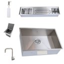 Ver mais imagens de Kit Cuba Gourmet Profissional Torneira Slim+ Calha Úmida Inox + Lixeira de Embutir + Dispenser Cozix