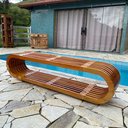 Ver imagem 6 de Banco Oval Ripado em Madeira Maciça 160x40x45 Sudeste Rústico