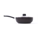 Ver imagem 1 de Panela Frigideira Tampa de Vidro Wok 24cm Antiaderente Alumínio - Preto