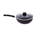 Ver imagem 5 de Panela Frigideira Tampa de Vidro Wok 24cm Antiaderente Alumínio - Preto