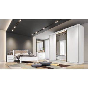 Guarda Roupa Casal com 1 Porta Espelhada 6 Gavetas - Diamond-Branco - Móveis Novo Horizonte