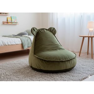 Puff Infantil Urso Criança com Enchimento de Espuma - Tecido Veludo Verde