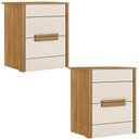 Ver imagem 1 de Kit 2 Mesas de Cabeceira Dhara 2 Gavetas 51 Cm Freijo Off White Moval