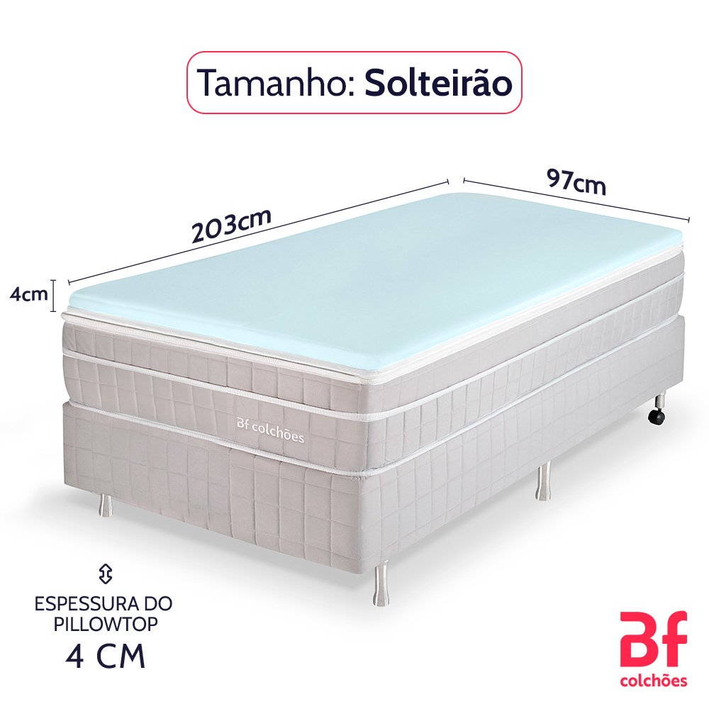 Pillow Top Solteirão de Espuma Viscoelástica Nasa Gel Sense com Capa Percal 97x203cm - Bf Colchões - 3