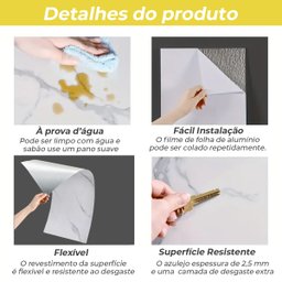 Kit 10 Placas Autocolantes Mármore Adesivo Vinílico Azulejo Branco Brilhoso 3d Brinovar - 8