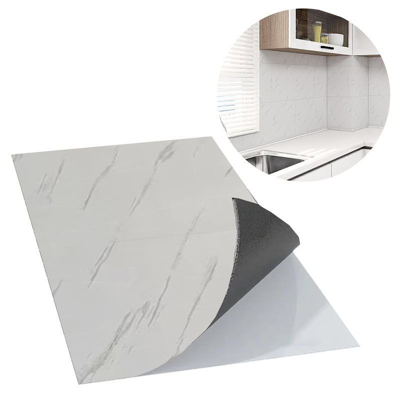 Kit 10 Placas Autocolantes Mármore Adesivo Vinílico Piso Branco Brilhoso 3d Brinovar