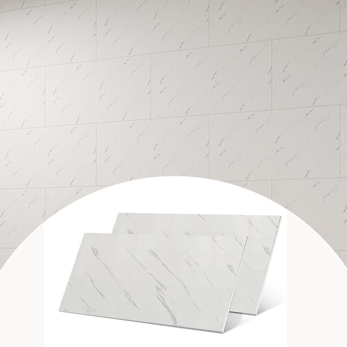 Kit 10 Placas Autocolantes Mármore Adesivo Vinílico Azulejo Branco Brilhoso 3d Brinovar - 2