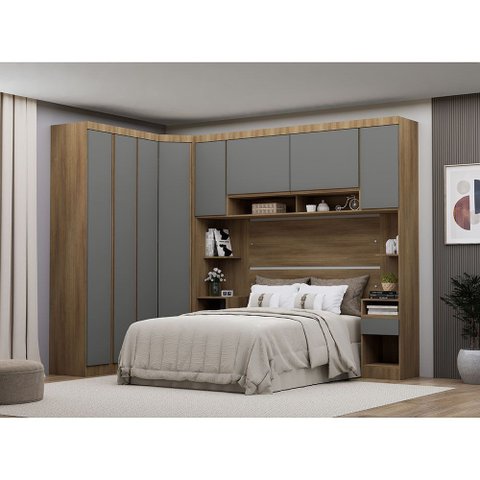 Guarda Roupa Casal Modulado de Canto 8 Portas e 4 Gavetas Veneza Luciane Móveis