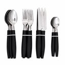 Ver imagem 1 de Kit Talheres 24 Peças Aço Inox Cabo Plástico Preto Utimix