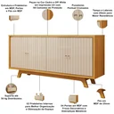 Ver imagem 4 de Aparador Buffet para Sala de Jantar 4 Portas 180cm Junia D05 Cedro Off White - Lyam Decor