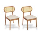 Ver imagem 1 de Kit 2 Cadeiras Madeira Maciça Encosto de Telinha de Rattan Lima Yescasa Marrom/Nozes