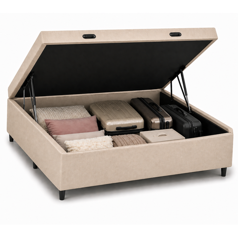 Base Box Baú Casal 138x188 Suede Bege