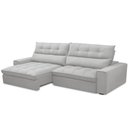Ver imagem 5 de Sofá Retrátil Reclinável para Sala de Estar Living 290cm Dimas F04 Bouclê Cinza - Lyam Decor