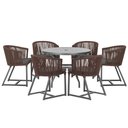 Ver imagem 1 de Mesa com 6 Cadeiras de Jantar Roma 120cm e Noronha em Alumínio Preto Corda Náutica Estofado 11 Trama