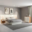 Ver imagem 1 de Conjunto para Quarto Base Cama com Cômoda e 2 Mesas de Cabeceira Mdf Off White Dalla Costa