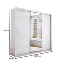 Ver imagem 7 de Guarda-roupa Casal Bello 3 Portas de Correr com Espelho 4 Gavetas Branco - Pnr Móveis