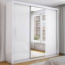 Ver imagem 1 de Guarda-roupa Casal Bello 3 Portas de Correr com Espelho 4 Gavetas Branco - Pnr Móveis