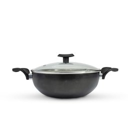 Panela Frigideira Caçarola Tampa de Vidro Wok 24 Cm Antiaderente Alumínio - Classy - 4