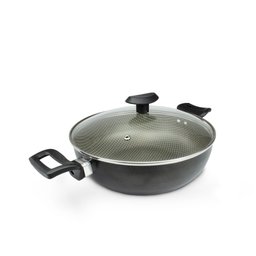 Panela Frigideira Caçarola Tampa de Vidro Wok 24 Cm Antiaderente Alumínio - Classy - 6