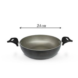Panela Frigideira Caçarola Tampa de Vidro Wok 24 Cm Antiaderente Alumínio - Classy - 2